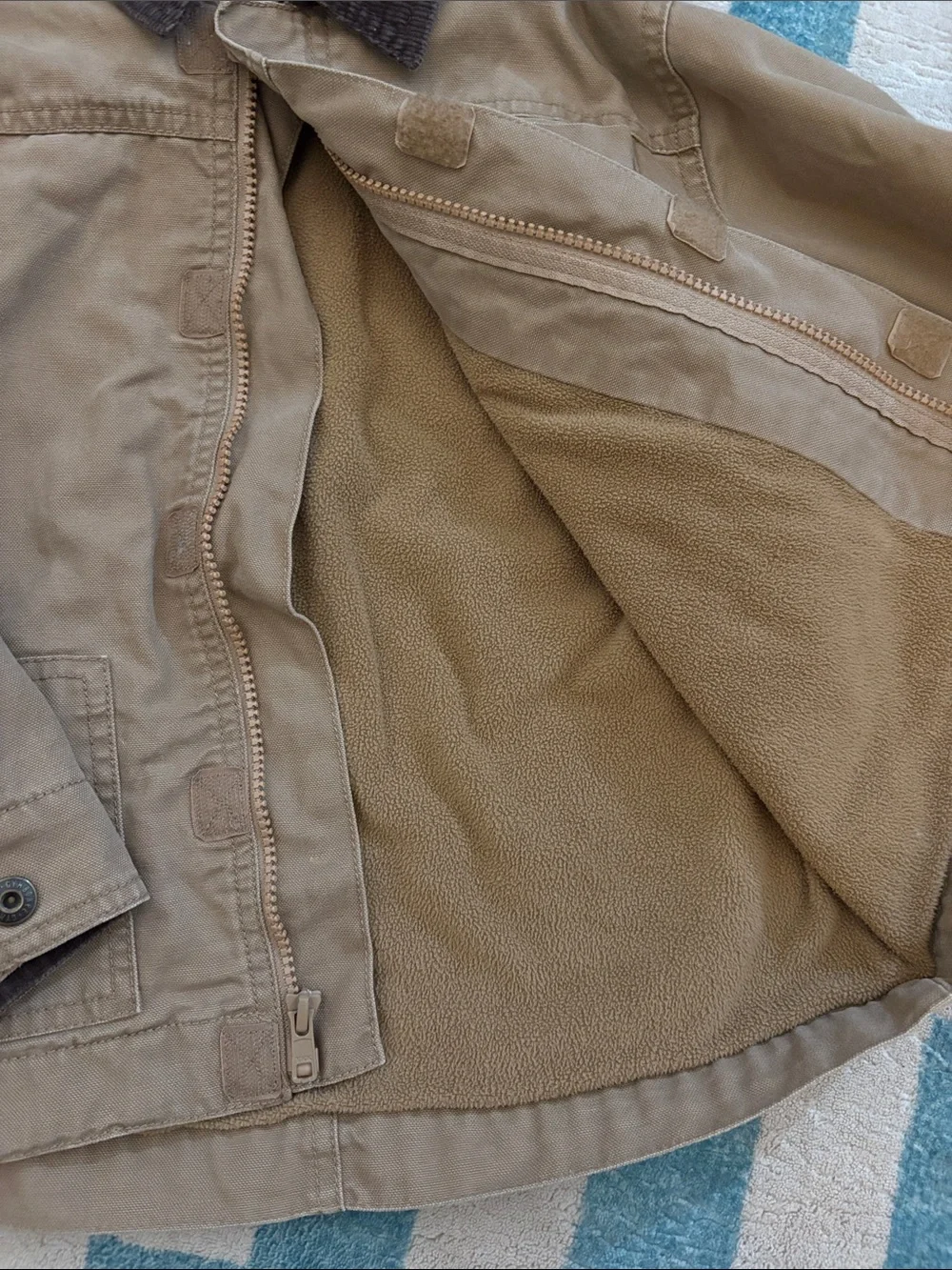 Kids' Tan canvas barn Jacket with Brown Corduroy Collar Gymboree
